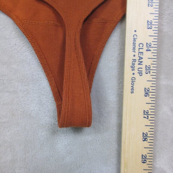 Abercrombie & Fitch Bodysuit Soft A&F Rib Long Sleeve Hook and Eye Brown M - Picture 9 of 9